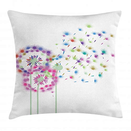 ABAKUHAUS Löwenzahn Kissenbezug, Spring Season Inspiration, mit Reißverschluss Waschbar Beidseitiger Digitaldruck Klare Farben Hochwertige Stoff, 50 x 50 cm, Pink Weiß von ABAKUHAUS