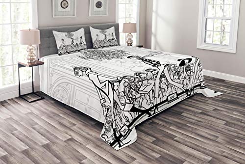 ABAKUHAUS Mädchen Tagesdecke Set, Fashion Frauen Laufsteg, Set mit Kissenbezügen Klare Farben, für Doppelbetten 264 x 220 cm, Weiß Schwarz ABAKUHAUS Mädchen Tagesdecke Set, Fashion Frauen Laufsteg, Set mit Kissenbezügen Klare Farben, für Doppelbetten 264 x 220 cm, Weiß Schwarz von ABAKUHAUS