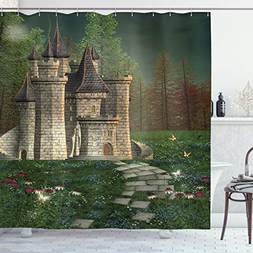 ABAKUHAUS Märchen Duschvorhang, Märchenschloss Entwurf, Stoffliches Gewebe Badezimmerdekorationsset mit Haken, 175 x 240 cm, Mehrfarbig ABAKUHAUS Märchen Duschvorhang, Märchenschloss Entwurf, Stoffliches Gewebe Badezimmerdekorationsset mit Haken, 175 x 240 cm, Mehrfarbig von ABAKUHAUS