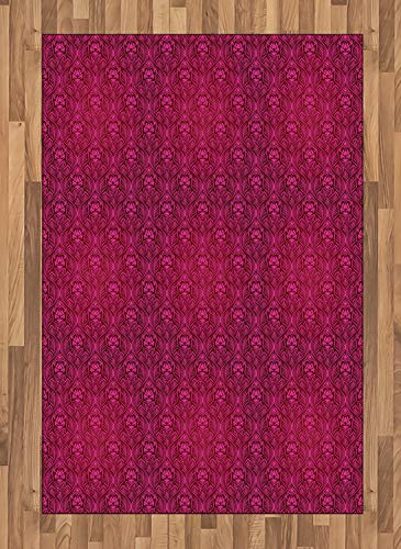 ABAKUHAUS Magenta Teppich, Monochrome Blumen, Deko-Teppich Digitaldruck, Färben mit langfristigen Halt, 120 x 180 cm, Magenta und Lila von ABAKUHAUS