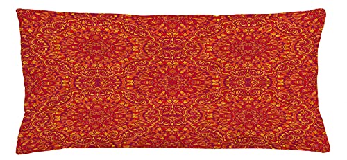 ABAKUHAUS Mandala Kissenbezug, orientalisch, Wasser und Schmutz resistent Stoff Digital Druck Für den Innen oder Außen Bereich, 90 x 40 cm, Lila Senf orange von ABAKUHAUS