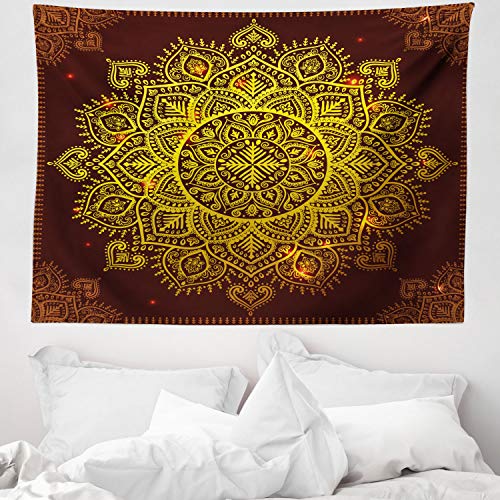 ABAKUHAUS Mandala Wandteppich, Oriental Snowflake Art aus Weiches Mikrofaser Stoff Waschbar ohne Verblassen Digitaldruck, 150 x 110 cm, Gelb Braun ABAKUHAUS Mandala Wandteppich, Oriental Snowflake Art aus Weiches Mikrofaser Stoff Waschbar ohne Verblassen Digitaldruck, 150 x 110 cm, Gelb Braun von ABAKUHAUS