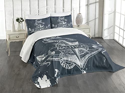 ABAKUHAUS Marine Tagesdecke Set, Knot Anker Kompass, Set mit Kissenbezug Weicher Stoff, für Einzelbetten 170 x 220 cm, DunkelBlau-weiß ABAKUHAUS Marine Tagesdecke Set, Knot Anker Kompass, Set mit Kissenbezug Weicher Stoff, für Einzelbetten 170 x 220 cm, DunkelBlau-weiß von ABAKUHAUS