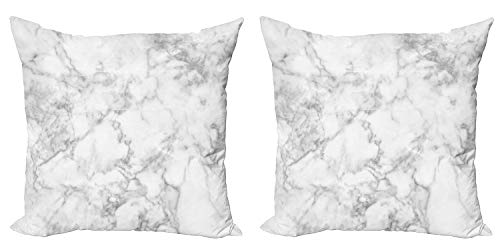 ABAKUHAUS Marmor Dekokissen Kissenbezug 2er Pack, Granit Natur Spots, Modern Accent Doppelseitiger Digitaldruck, 40x40, Blassgrau Staub von ABAKUHAUS