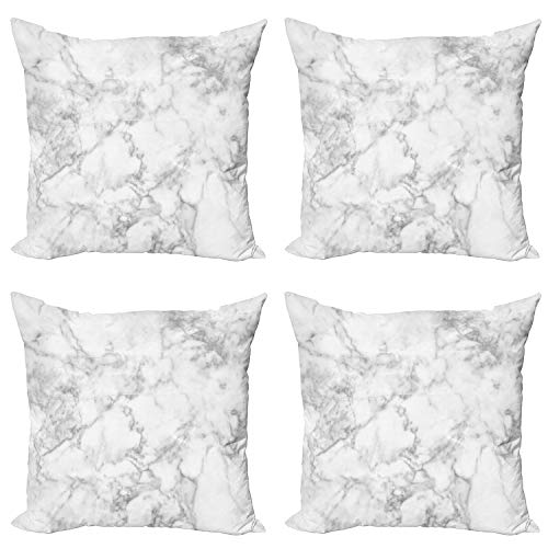 ABAKUHAUS Marmor Kissenbezug Set (4 Stück), Granit Natur Spots, moderner doppelseitiger Digitaldruck, 40 cm, Blassgrau Staub von ABAKUHAUS