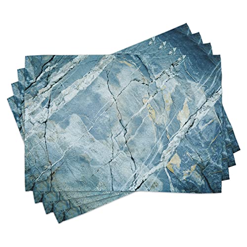 ABAKUHAUS Marmor Platzmatten, Exquisite Granit Stein Architektur Stock künstlerische Natur verblasst Rock Bild, Tiscjdeco aus Farbfesten Stoff für das Esszimmer und Küch, Hellblau grau von ABAKUHAUS