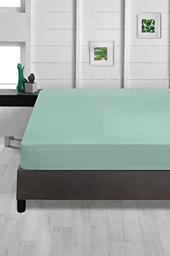 ABAKUHAUS Mikrofaser Spannbetttuch, 100% Mikrofaser, superweiches, einfarbiges, elastisches Bettlaken Umweltfreundliche Matratze mit tiefer Tasche Akzent Schlafzimmer Dekorativ, 100 x 200 cm, Aqua von ABAKUHAUS