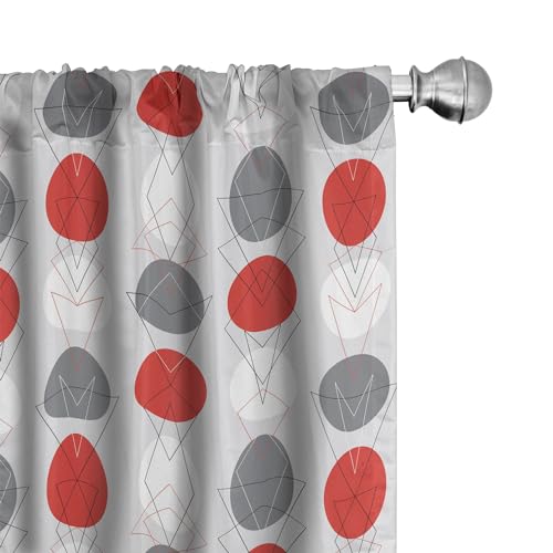 ABAKUHAUS Mitte des Jahrhunderts Vorhänge 2er-Pack, Große Kreisflecken und ovale Formen kombiniert mit den Figuren der Geometrie, 4 Stück 75 cm x 245 cm, Weiß Grau Rot ABAKUHAUS Mitte des Jahrhunderts Vorhänge 2er-Pack, Große Kreisflecken und ovale Formen kombiniert mit den Figuren der Geometrie, 4 Stück 75 cm x 245 cm, Weiß Grau Rot von ABAKUHAUS