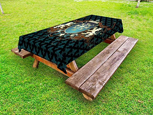 ABAKUHAUS Mittelalterlich Outdoor-Tischdecke, Mittelalter Wappen, dekorative waschbare Picknick-Tischdecke, 145 x 210 cm, Schwarz Teal ABAKUHAUS Mittelalterlich Outdoor-Tischdecke, Mittelalter Wappen, dekorative waschbare Picknick-Tischdecke, 145 x 210 cm, Schwarz Teal von ABAKUHAUS