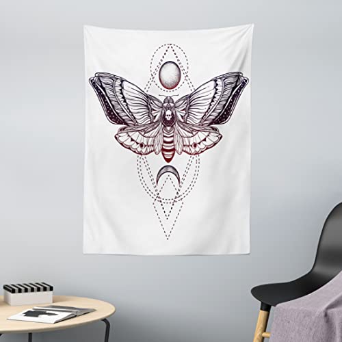 ABAKUHAUS Moth Wandteppich, Schmetterlings-Kunst aus Weiches Mikrofaser Stoff Waschbar ohne Verblassen Digitaldruck, 110 x 150 cm, Dunkles Lila und Weiß von ABAKUHAUS