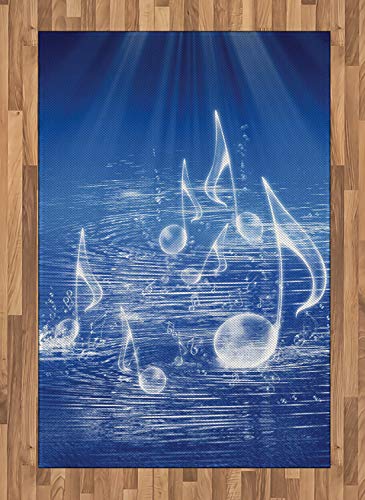 ABAKUHAUS Musik Teppich, Musik Nautical Melody, Deko-Teppiche für Grosse Flächen für wie das Schlafzimmer und die Küche, 120 x 180 cm, Blau von ABAKUHAUS