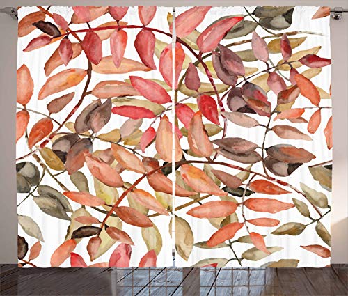 ABAKUHAUS Natur Rustikaler Vorhang, Northwoods Falling Leaf, Wohnzimmer Universalband Gardinen mit Schlaufen und Haken, 280 x 175 cm, Taupe Braun von ABAKUHAUS