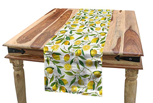 ABAKUHAUS Natur Tischläufer, Exotische Garten, Esszimmer Küche Rechteckiger Dekorativer Tischläufer, 40 x 225 cm, Grün Gelb von ABAKUHAUS