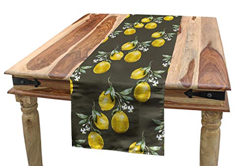 ABAKUHAUS Natur Tischläufer, Lemon Branchen Wachstum, Esszimmer Küche Rechteckiger Dekorativer Tischläufer, 40 x 180 cm, Gelb von ABAKUHAUS