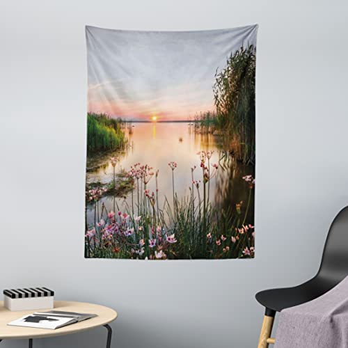 ABAKUHAUS Natur Wandteppich, Sonnenuntergang am See Chudskoy aus Weiches Mikrofaser Stoff Waschbar ohne Verblassen Digitaldruck, 110 x 150 cm, Rosa und blau ABAKUHAUS Natur Wandteppich, Sonnenuntergang am See Chudskoy aus Weiches Mikrofaser Stoff Waschbar ohne Verblassen Digitaldruck, 110 x 150 cm, Rosa und blau von ABAKUHAUS