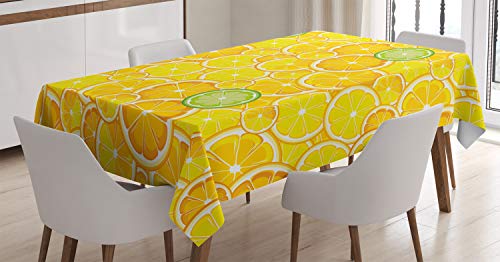 ABAKUHAUS Obst Tischdecke, Lemon orange Kreise, Personalisierter Druck Klare Farben ohne Verblassen Waschbar für Außen Bereich, 140 x 240 cm, Weiß Grün ABAKUHAUS Obst Tischdecke, Lemon orange Kreise, Personalisierter Druck Klare Farben ohne Verblassen Waschbar für Außen Bereich, 140 x 240 cm, Weiß Grün von ABAKUHAUS