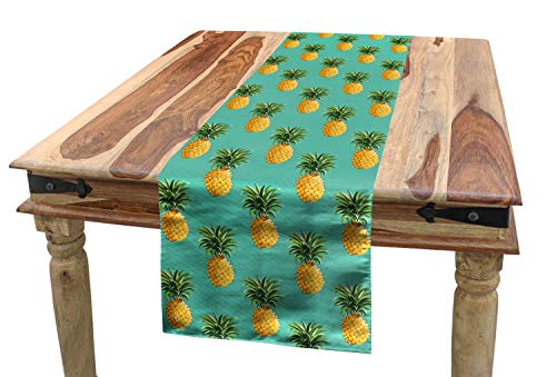 ABAKUHAUS Obst Tischläufer, Tropische Ananasblätter, Esszimmer Küche Rechteckiger Dekorativer Tischläufer, 40 x 180 cm, Türkis Gelb und Grün ABAKUHAUS Obst Tischläufer, Tropische Ananasblätter, Esszimmer Küche Rechteckiger Dekorativer Tischläufer, 40 x 180 cm, Türkis Gelb und Grün von ABAKUHAUS
