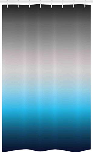 ABAKUHAUS Ombre Schmaler Duschvorhang, Abstrakte Farbwechsel Muster, Badezimmer Deko Set aus Stoff mit Haken, 120 x 180 cm, Blau Grau von ABAKUHAUS