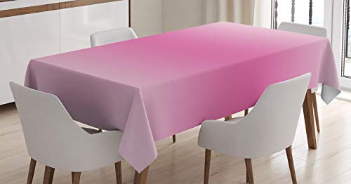 ABAKUHAUS Ombre Tischdecke, Girly Fairytale Entwurf, Inn und Outdoor Bereich geeignet Waschbar Druck Klare Farben Kein Verblassen, 140 x 240 cm, Rosa von ABAKUHAUS