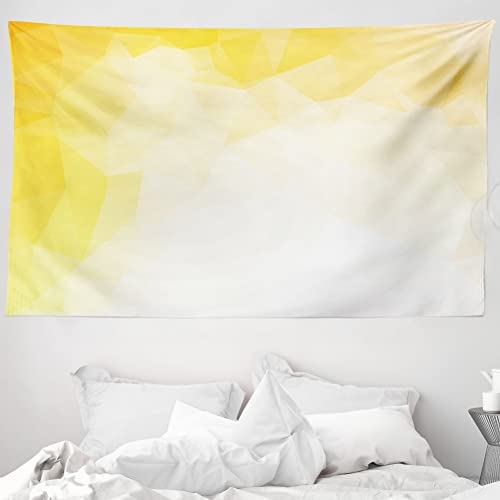 ABAKUHAUS Gelb und Weiß Wandteppich und Tagesdecke, Fractal Mosaic aus Weiches Mikrofaser Stoff Waschbar ohne Verblassen Digitaldruck, 230 x 140 cm, Gelb Weiß von ABAKUHAUS