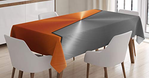 ABAKUHAUS Orange Grau Tischdecke, Maschinen Moderne 3D, Wasserfest Waschbar mit Klar Sichtbaren Farben kein Verblassen Personalisiert, 140 x 170 cm, Orange Grau von ABAKUHAUS