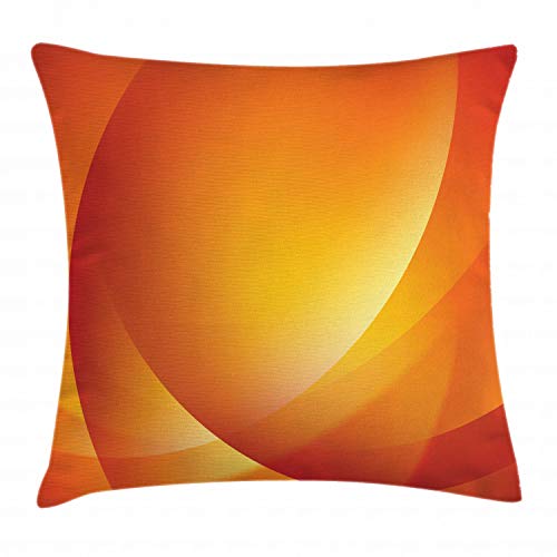 ABAKUHAUS Orange Kissenbezug, Bunte Twist Linien, Seitenschläferkissenhülle ohne Kissen mit Reißverschluss und Beitseitigem Druck Waschbar, 60 x 60 cm, Orange Gelb von ABAKUHAUS