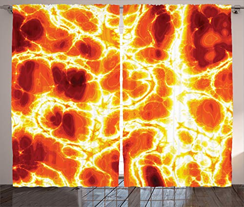 ABAKUHAUS Orange Rustikaler Gardine, Heißes brennendes Lava-Feuer, Schlafzimmer Kräuselband Vorhang mit Schlaufen und Haken, 280 x 260 cm, Orange Gelb von ABAKUHAUS