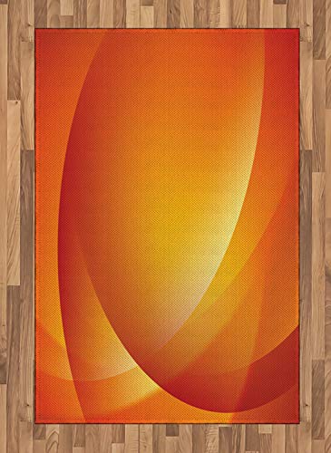 ABAKUHAUS Orange Teppich, Bunte Twist-Linien, Deko-Teppich Digitaldruck, Färben mit langfristigen Halt, 120 x 180 cm, Dunkelorange Gelb von ABAKUHAUS