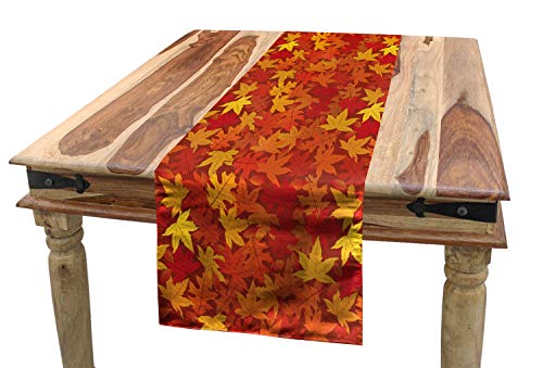 ABAKUHAUS Orange Tischläufer, Herbst Ahornblätter, Esszimmer Küche Rechteckiger Dekorativer Tischläufer, 40 x 300 cm, Dunkelorange von ABAKUHAUS