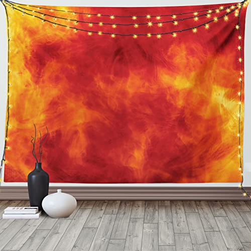 ABAKUHAUS Orange Wandteppich und Tagesdecke, Feuer und Flammen Entwurf, aus Weiches Mikrofaser Stoff Wand Dekoration Für Schlafzimmer, 150 x 110 cm, Orange Gelb von ABAKUHAUS