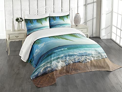 ABAKUHAUS Ozean Tagesdecke Set, Tropic Hawaiian Palms, Set mit Kissenbezügen Mit Digitaldruck, für Doppelbetten 220 x 220 cm, Blau-grün-türkis ABAKUHAUS Ozean Tagesdecke Set, Tropic Hawaiian Palms, Set mit Kissenbezügen Mit Digitaldruck, für Doppelbetten 220 x 220 cm, Blau-grün-türkis von ABAKUHAUS