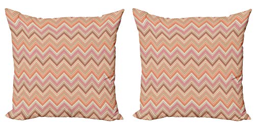 ABAKUHAUS Pfirsich Dekokissen Kissenbezug 2er Pack, Zick-Zack-Vintage Design, Modern Accent Doppelseitiger Digitaldruck, 60x60, Mehrfarbig Blasser Rost ABAKUHAUS Pfirsich Dekokissen Kissenbezug 2er Pack, Zick-Zack-Vintage Design, Modern Accent Doppelseitiger Digitaldruck, 60x60, Mehrfarbig Blasser Rost von ABAKUHAUS
