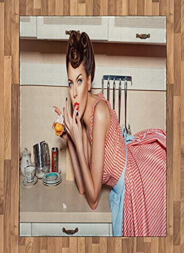 ABAKUHAUS Pin up Girl Teppich, Mädchen isst einen Kuchen, Deko-Teppich Digitaldruck, Färben mit langfristigen Halt, 120 x 180 cm, Mehrfarbig ABAKUHAUS Pin up Girl Teppich, Mädchen isst einen Kuchen, Deko-Teppich Digitaldruck, Färben mit langfristigen Halt, 120 x 180 cm, Mehrfarbig von ABAKUHAUS