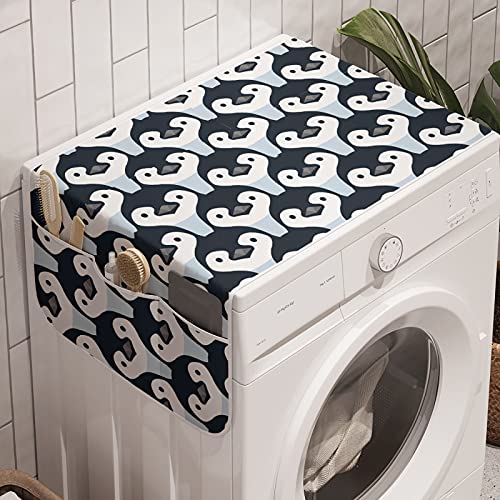 ABAKUHAUS Pinguin Waschmaschinen-Organizer, Baby-Vögel Gesicht Muster, Anti-Rutsch-Stoffabdeckung für Waschmaschine und Trockner, 47 cm x 120 cm, Schiefer-Blau Baby Blue von ABAKUHAUS