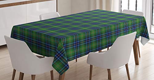 ABAKUHAUS Plaid Tischdecke, Grunge Vibrant Folkloric, Personalisierter Druck mit Klaren Farben Waschbar Wasserfest kein Verblassen, 140 x 200 cm, Grün Blau von ABAKUHAUS