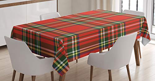ABAKUHAUS Plaid Tischdecke, Irish Cultural Klassik, Personalisierter Druck mit Klaren Farben Waschbar Wasserfest kein Verblassen, 140 x 240 cm, Zinnoberrot ABAKUHAUS Plaid Tischdecke, Irish Cultural Klassik, Personalisierter Druck mit Klaren Farben Waschbar Wasserfest kein Verblassen, 140 x 240 cm, Zinnoberrot von ABAKUHAUS