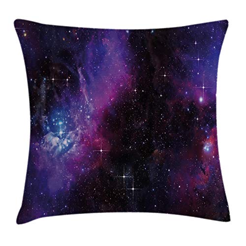 ABAKUHAUS Weltraum Kissenbezug, Nebula Dunkle Galaxie Sterne, Beidseitiges Digitaldruck mit Reißverschluß Farbfest Pflegeleicht und Waschbar, 40 x 40 cm, Schwarz Lila von ABAKUHAUS