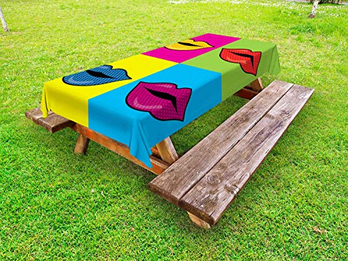 ABAKUHAUS Pop-Art Outdoor-Tischdecke, Farbige Lippen in Squares, dekorative waschbare Picknick-Tischdecke, 145 x 265 cm, Mehrfarbig ABAKUHAUS Pop-Art Outdoor-Tischdecke, Farbige Lippen in Squares, dekorative waschbare Picknick-Tischdecke, 145 x 265 cm, Mehrfarbig von ABAKUHAUS