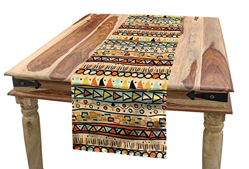 ABAKUHAUS Primitive Tischläufer, mexikanische Art, Esszimmer Küche Rechteckiger Dekorativer Tischläufer, 40 x 180 cm, Beige Aprikose von ABAKUHAUS