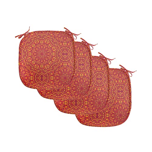 ABAKUHAUS Red Mandala Polster für Esszimmerstühle, orientalisch, Dekoratives wasserfestes Kissen mit Riemen für Küchensitze, 40 cm x 40 cm-4er Pack, Lila Senf orange ABAKUHAUS Red Mandala Polster für Esszimmerstühle, orientalisch, Dekoratives wasserfestes Kissen mit Riemen für Küchensitze, 40 cm x 40 cm-4er Pack, Lila Senf orange von ABAKUHAUS