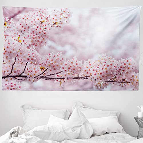 ABAKUHAUS Regenbogen Wandteppich und Tagesdecke, Vibrierende farbige gestreifte aus Weiches Mikrofaser Stoff Waschbar ohne Verblassen Digitaldruck, 230 x 140 cm, Rosa von ABAKUHAUS