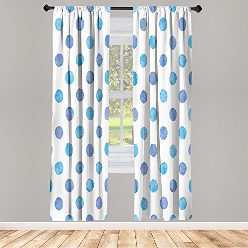 ABAKUHAUS Retro Vorhänge, Malen Watercolourartentwurf Nostalgic-Art-Tupfen-Muster Nursery Theme Klassik, Fensterbehandlungen 2 Panel Set für Wohnzimmer Schlafzimmer Dekor, 150 cm x 225 cm, Blau ABAKUHAUS Retro Vorhänge, Malen Watercolourartentwurf Nostalgic-Art-Tupfen-Muster Nursery Theme Klassik, Fensterbehandlungen 2 Panel Set für Wohnzimmer Schlafzimmer Dekor, 150 cm x 225 cm, Blau von ABAKUHAUS