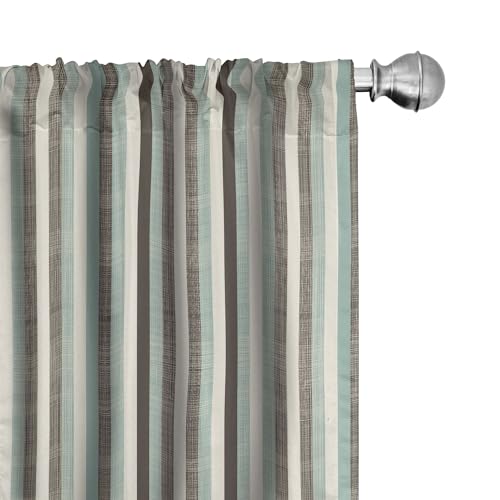 ABAKUHAUS Retro Vorhänge 2er-Pack, Klassische vertikale Streifen-Gewebe-Beschaffenheits-Bild-altmodische Anzeige, 4 Stück 75 cm x 225 cm, Mandelgrün Braun Creme von ABAKUHAUS