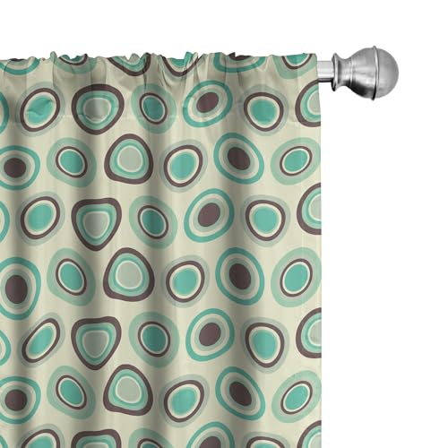 ABAKUHAUS Retro Vorhänge 2er-Pack, Tupfenmuster in Pastellfarben Altmodische Fliesen-Ring-Formen, Vorhang für Wohnzimmer Schlafzimmer, 4 Stück 150 cm x 225 cm, Dunkler Taupe Mint Green ABAKUHAUS Retro Vorhänge 2er-Pack, Tupfenmuster in Pastellfarben Altmodische Fliesen-Ring-Formen, Vorhang für Wohnzimmer Schlafzimmer, 4 Stück 150 cm x 225 cm, Dunkler Taupe Mint Green von ABAKUHAUS