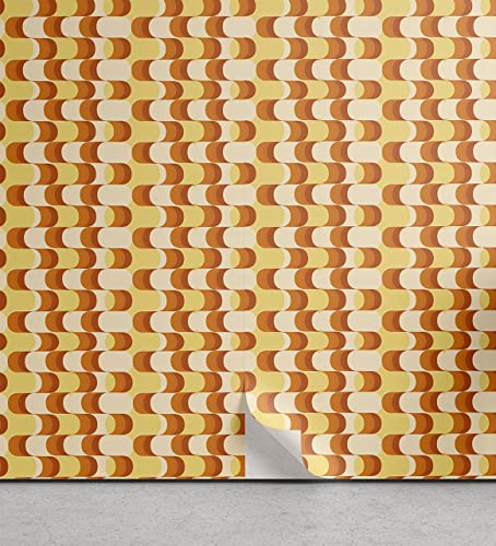ABAKUHAUS Retro abziehbare & klebbare Tapete für Zuhause, Wellenmuster Half Moon, selbstklebendes Wohnzimmer Küchenakzent, 33 cm x 250 cm, Orange Gelb-Staub von ABAKUHAUS