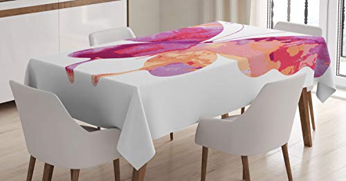 ABAKUHAUS Rosa Tischdecke, Schmetterling mit Flügeln, Wasserfest Waschbar mit Klar Sichtbaren Farben kein Verblassen Personalisiert, 140 x 200 cm, Fuchsienfarben Lachs Rosa von ABAKUHAUS