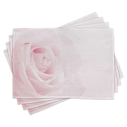 ABAKUHAUS Rose Platzmatten, Close up Rosa blühen, Waschbare Stoff Esszimmer Küche Tischdekorations Digitaldruck, Hellrosa von ABAKUHAUS