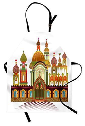ABAKUHAUS Russisch Kochschürze, Slawische Architektur Fantasie, Schmutz und wasserfest geeignet fur den außen Bereich, weiß Multicolor von ABAKUHAUS