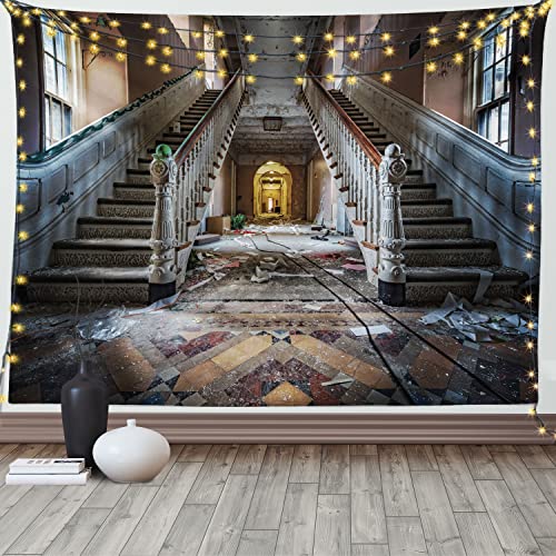 ABAKUHAUS Rustikal Wandteppich und Tagesdecke, Abandoned Opera House, aus Weiches Mikrofaser Stoff Wand Dekoration Für Schlafzimmer, 230 x 140 cm, Braun Beige von ABAKUHAUS
