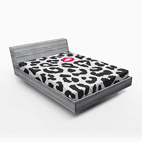 ABAKUHAUS Safari Spannbetttuch, Gepard-Leopard-Kuss, Soft Dekorativer Stoff Bettwäsche Rund-um Elastischer Gummizug, 140 x 200 cm, Charcoal Grey Pink ABAKUHAUS Safari Spannbetttuch, Gepard-Leopard-Kuss, Soft Dekorativer Stoff Bettwäsche Rund-um Elastischer Gummizug, 140 x 200 cm, Charcoal Grey Pink von ABAKUHAUS